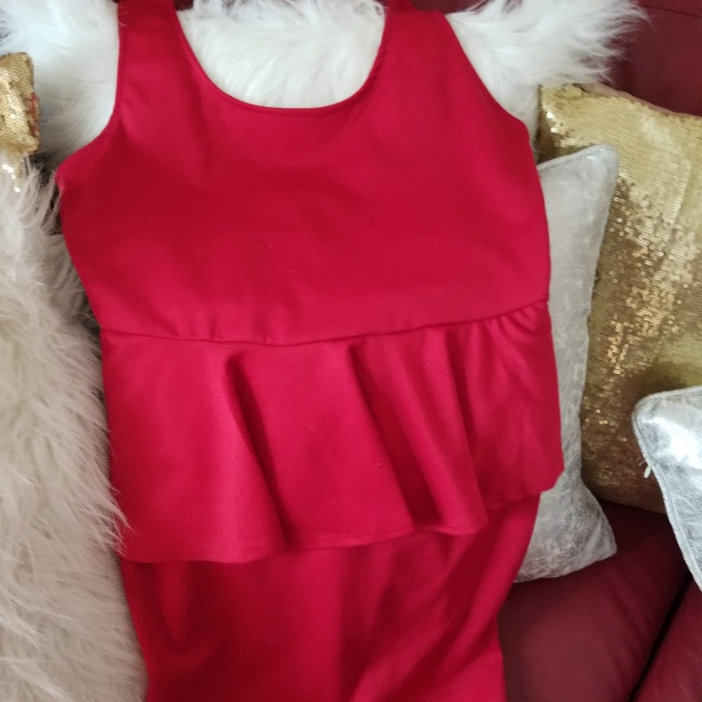 Sexy red peplum mini dress